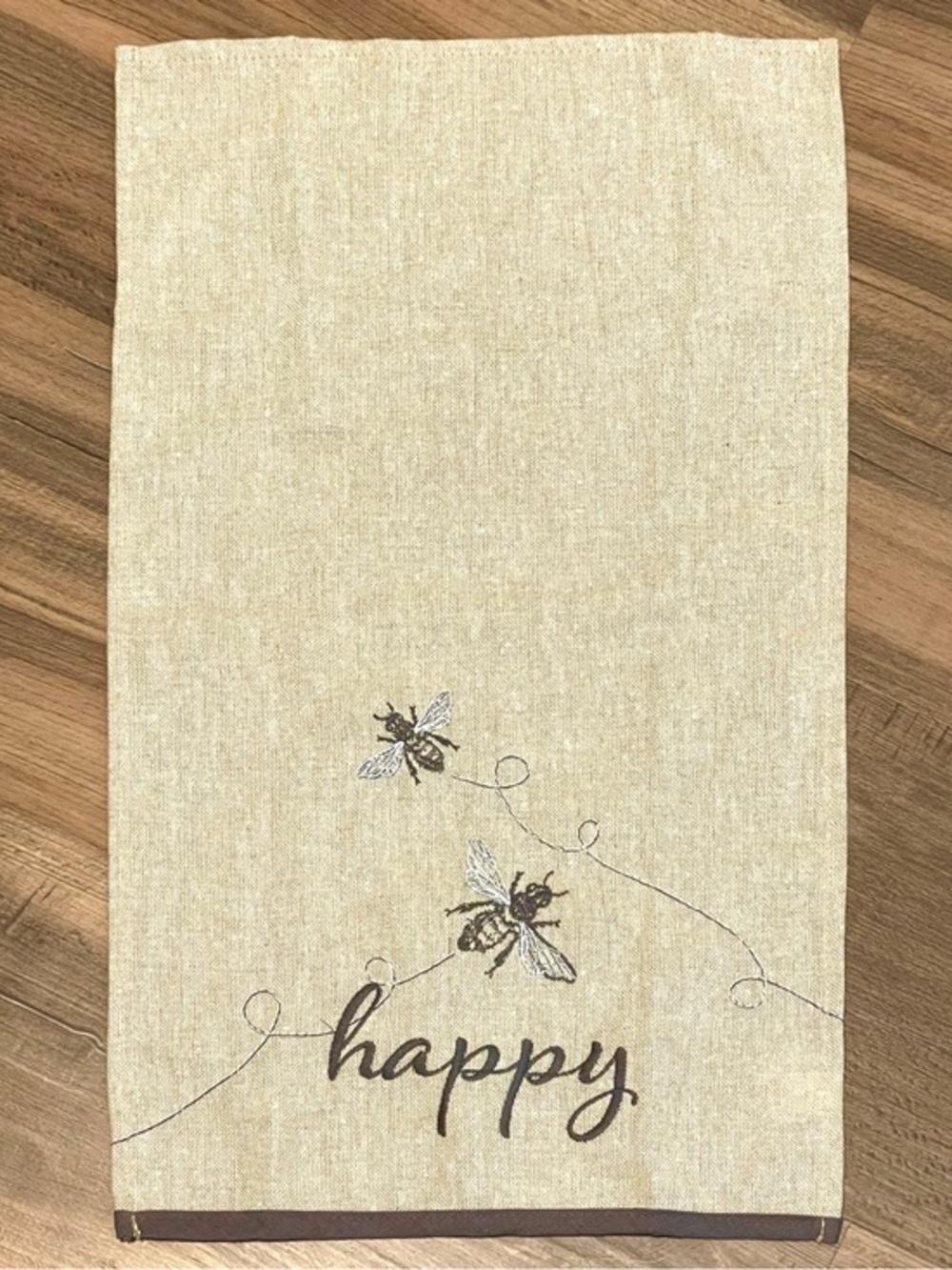 “Bee” 🐝 🐝 Happy! Embroidered Kitchen - Hand - Tea Towel by burton + Burton!